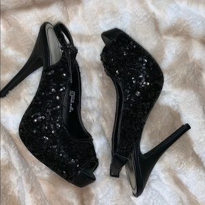 Black sequenced heels